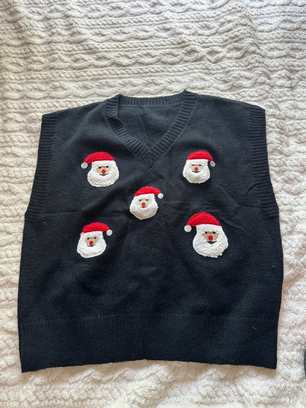 Women’s Black Holiday Santa Knit Vest